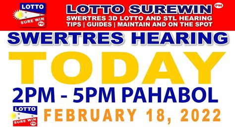 Surewin STL & 3D Lotto Swertres Hearing Today February 5, 2024.